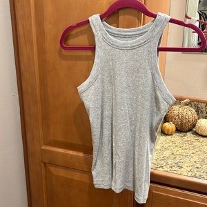 Loft, ribbed, tank top, light, gray size medium.